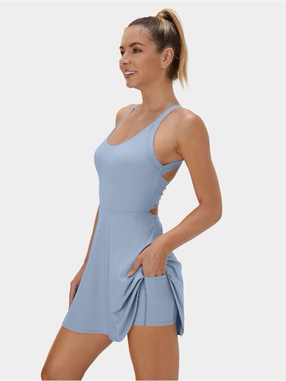 HALARA Backless Twisted Active Dress In Medium - Picture 2 of 9